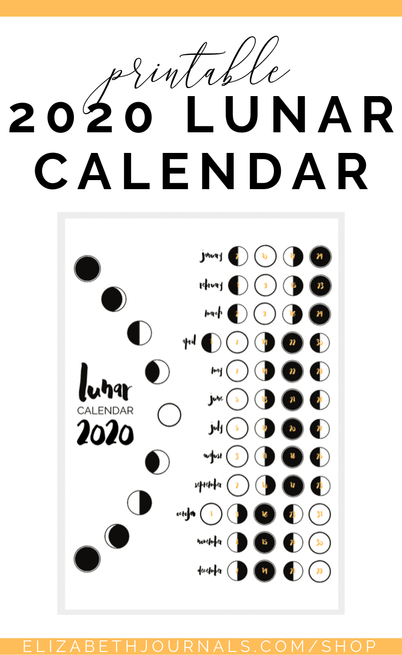 Lunar Calendar Bullet Journal Page | Elizabethjournals