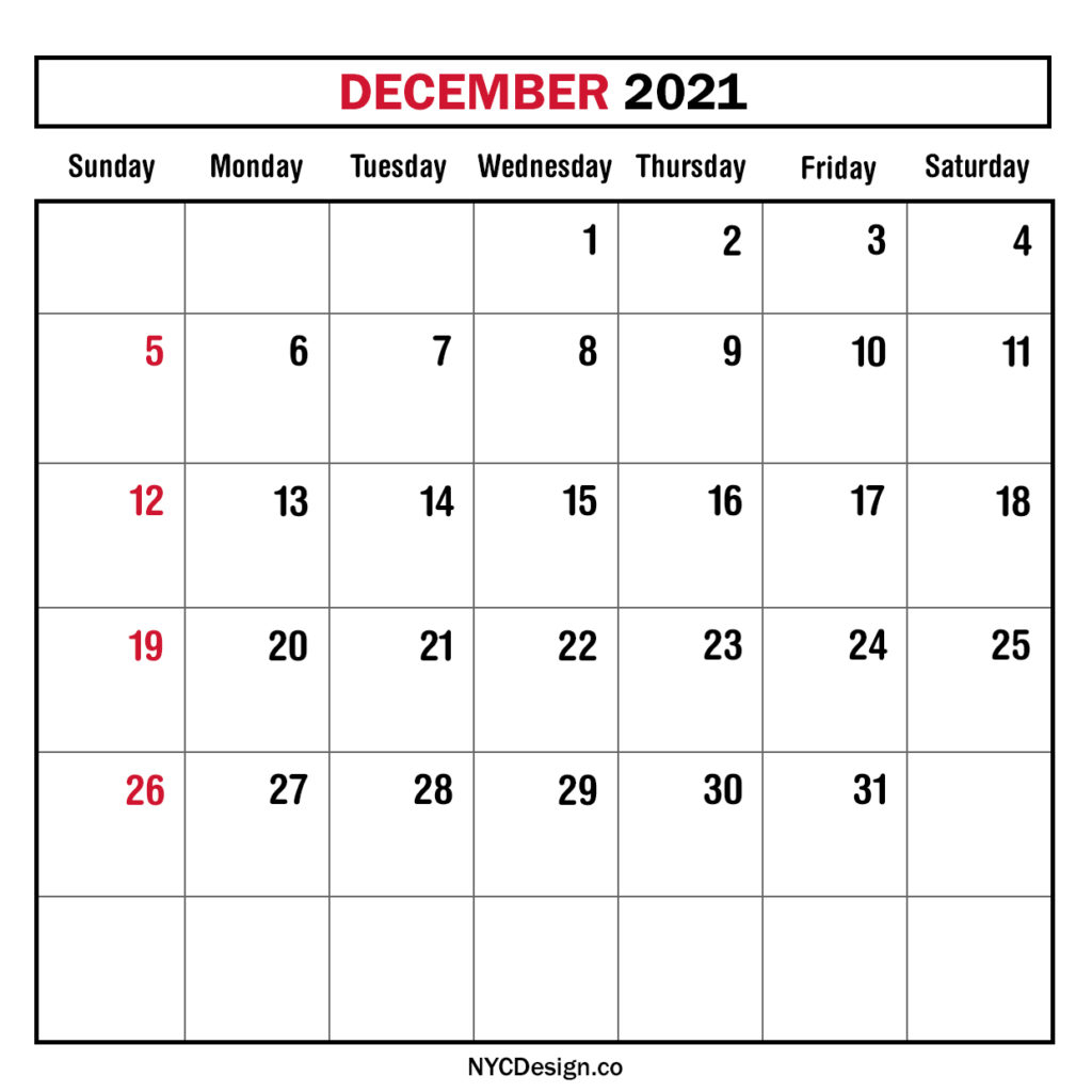 Monthly Calendar December 2021, Monthly Planner, Printable