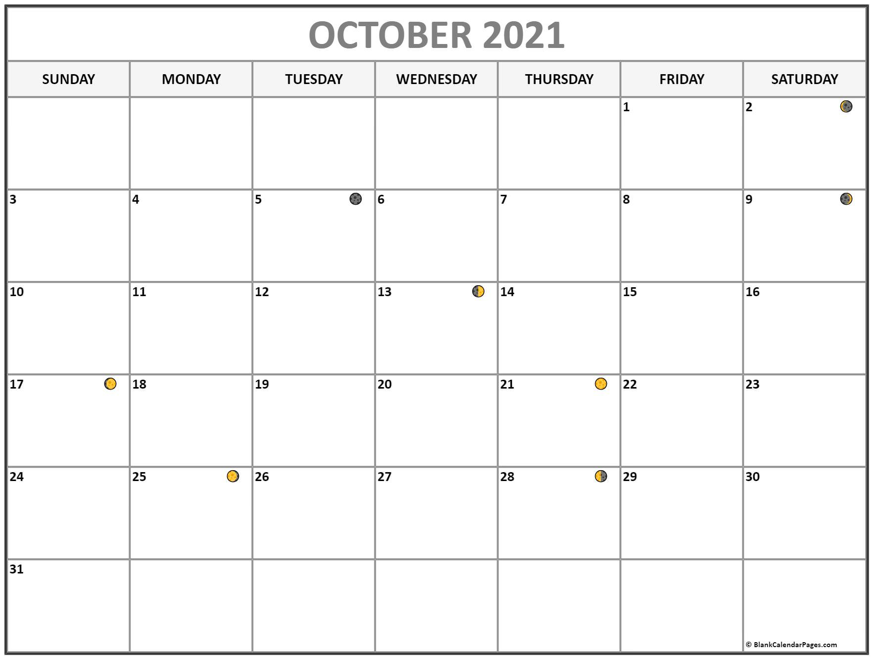 October 2021 Lunar Calendar | Moon Phase Calendar