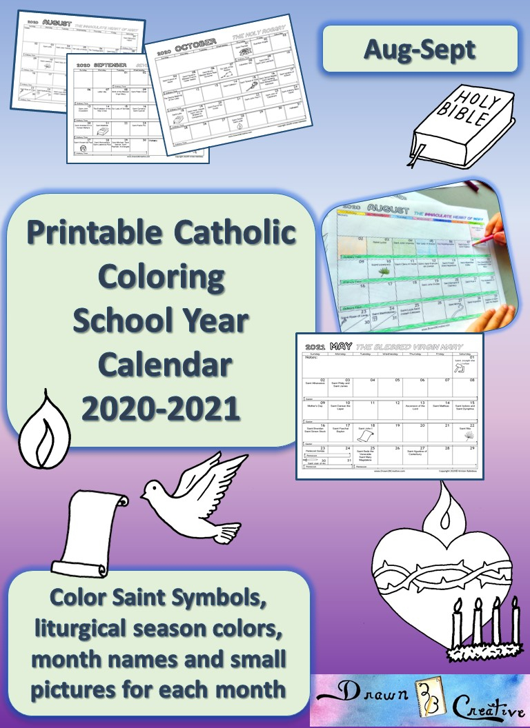Printable Catholic School Year Calendar To Color