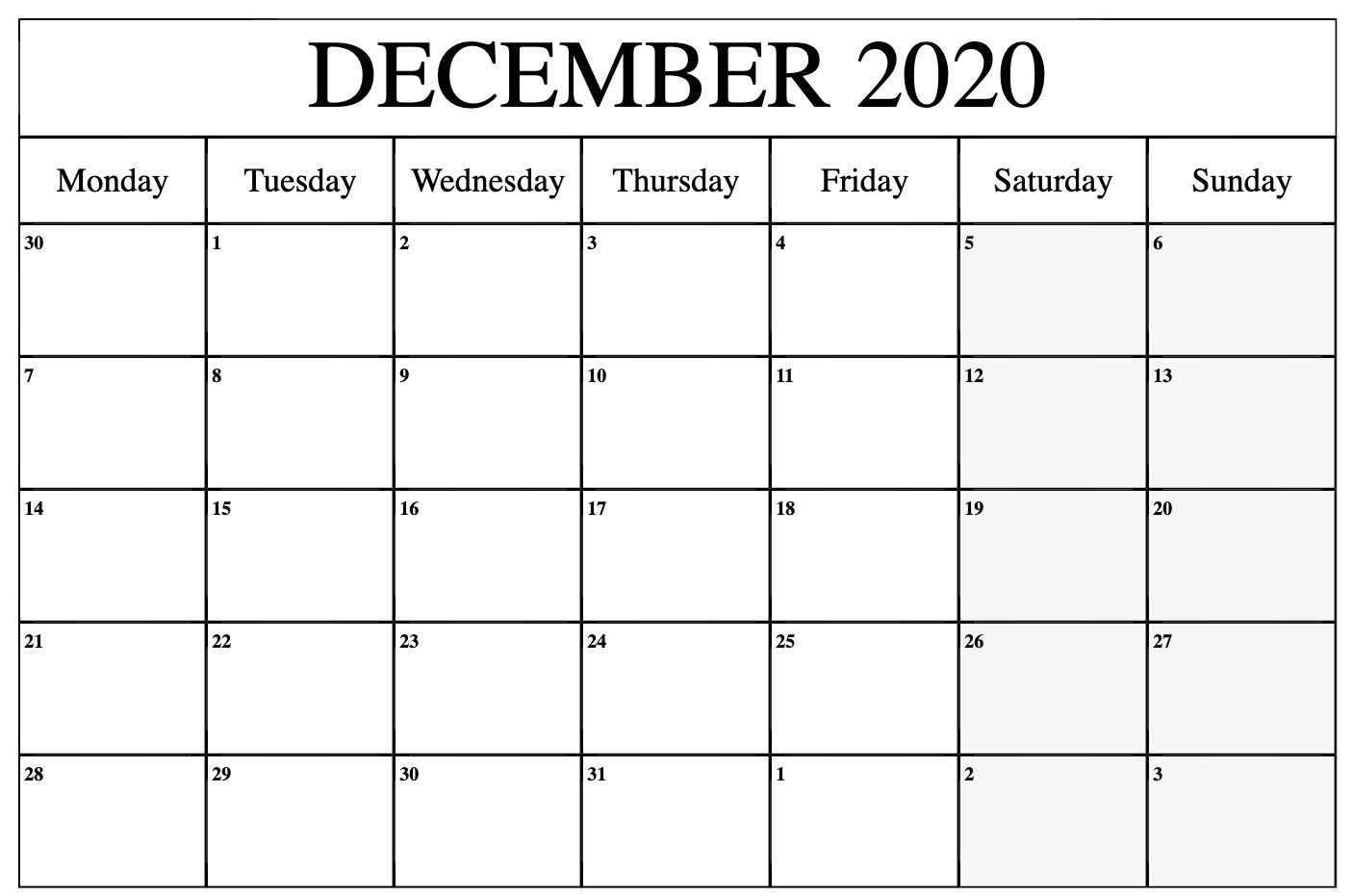 Printable December 2020 To March 2021 Calendar | Monthly