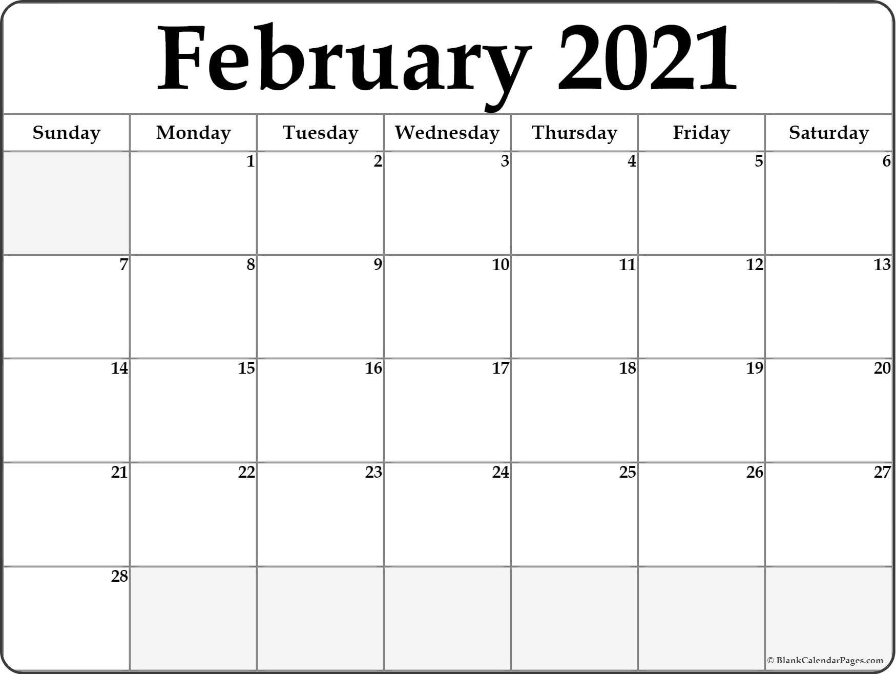 Printable February 2021 Calendar | February Calendar, Blank