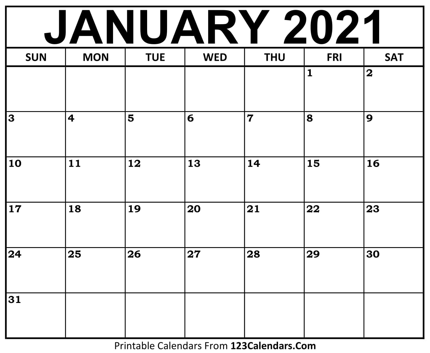 2021 Blank Calendar Printable Jan Dec Calendar Printables Free Blank