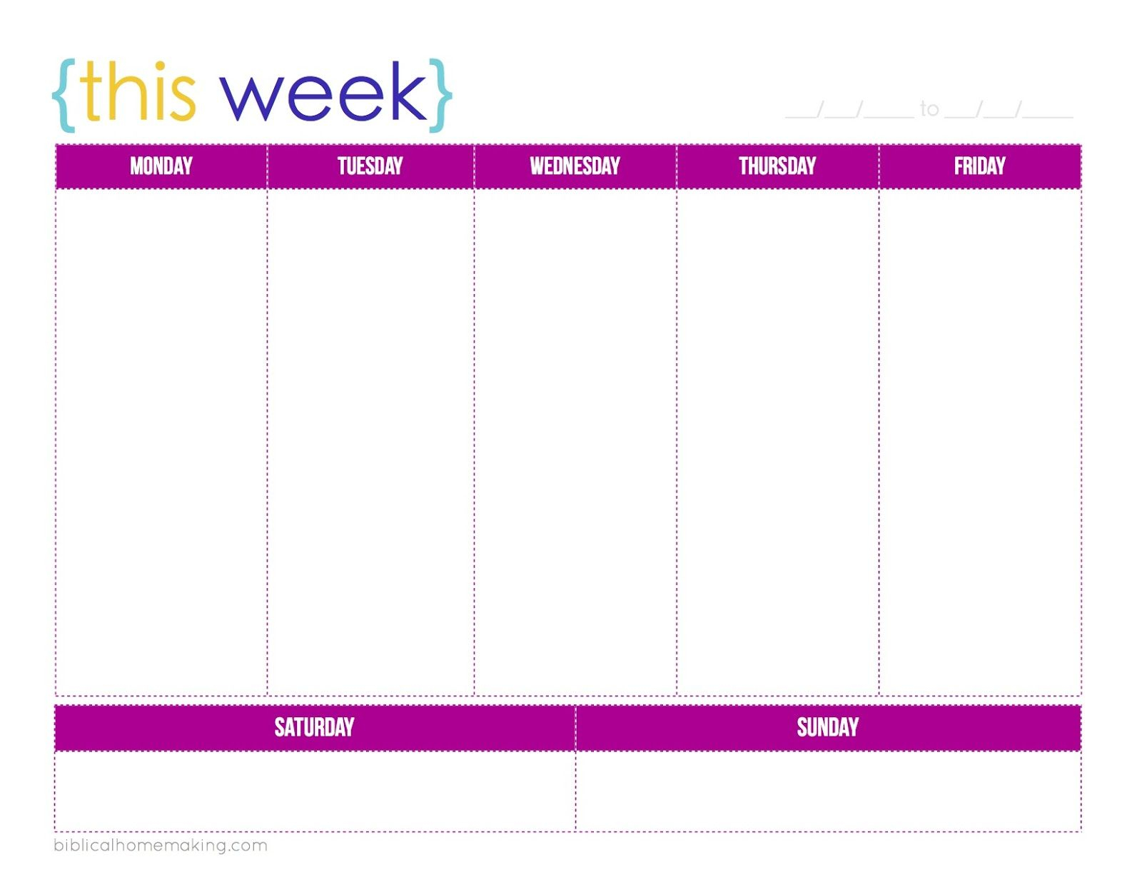 Printable+Weekly+Planner+Calendars | Weekly Calendar