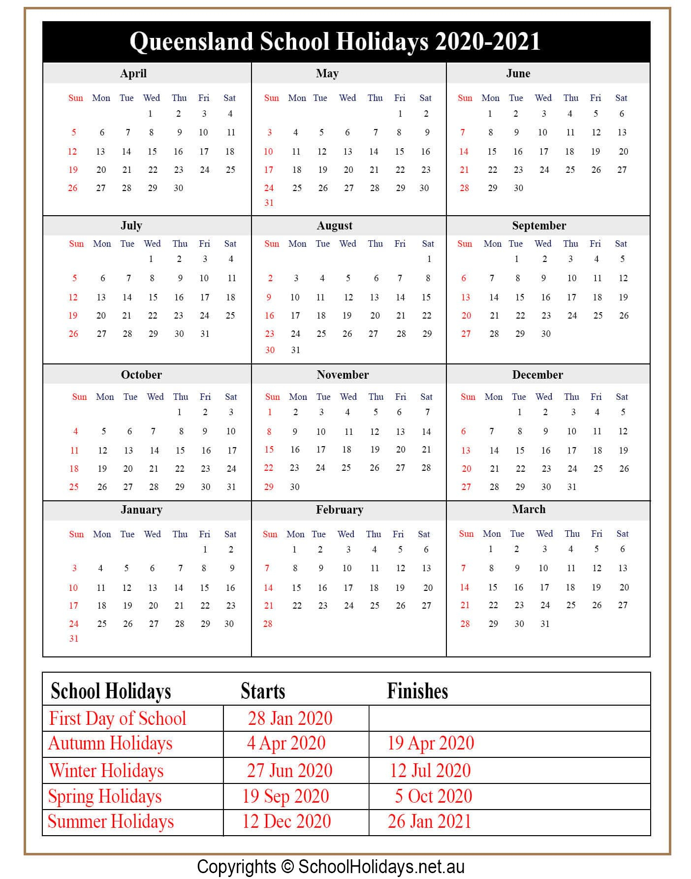 Qld *School Holidays* 2020 [Queensland]❤️