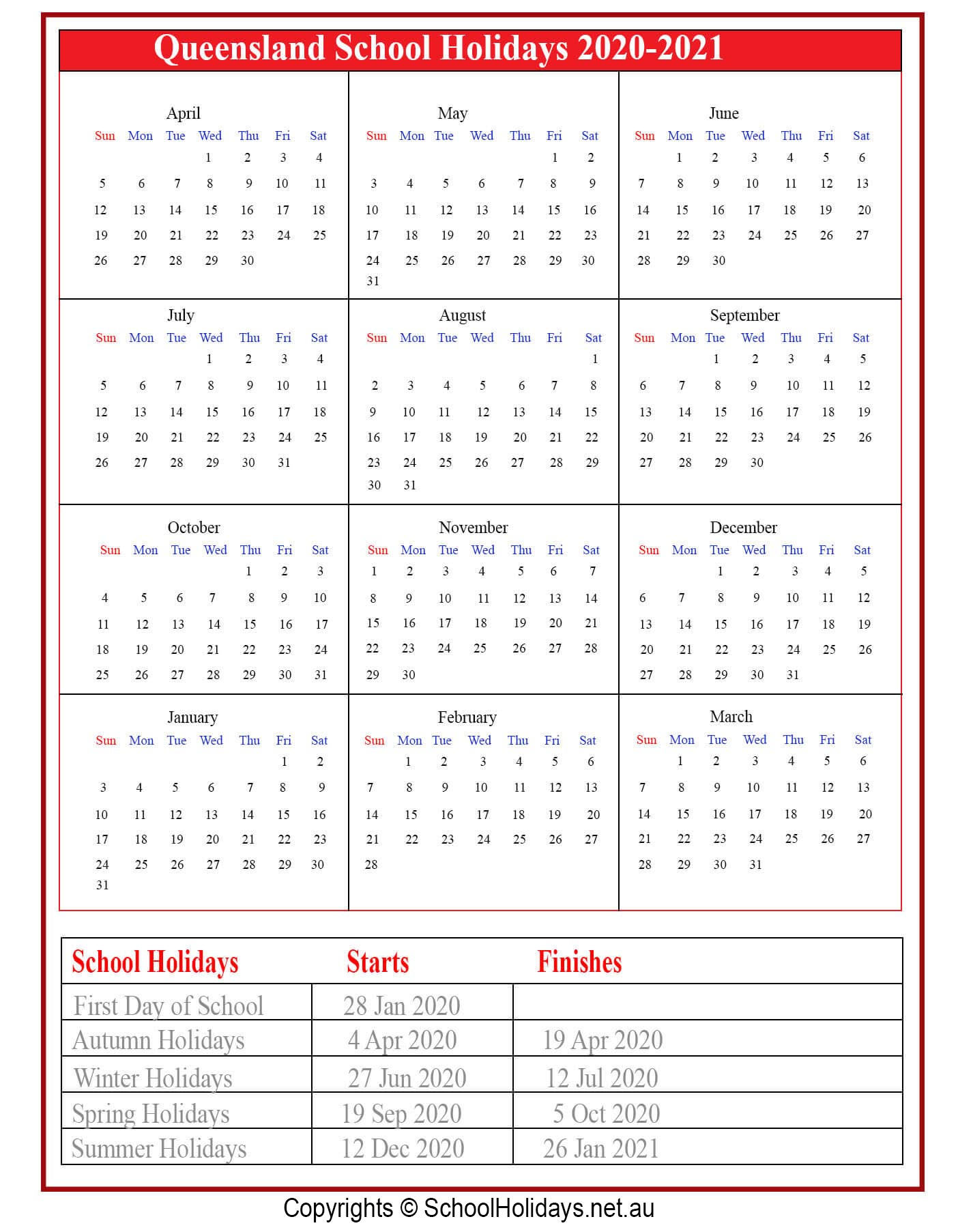 2025 School Calendar Queensland Printable Coloring Pauly Costanza