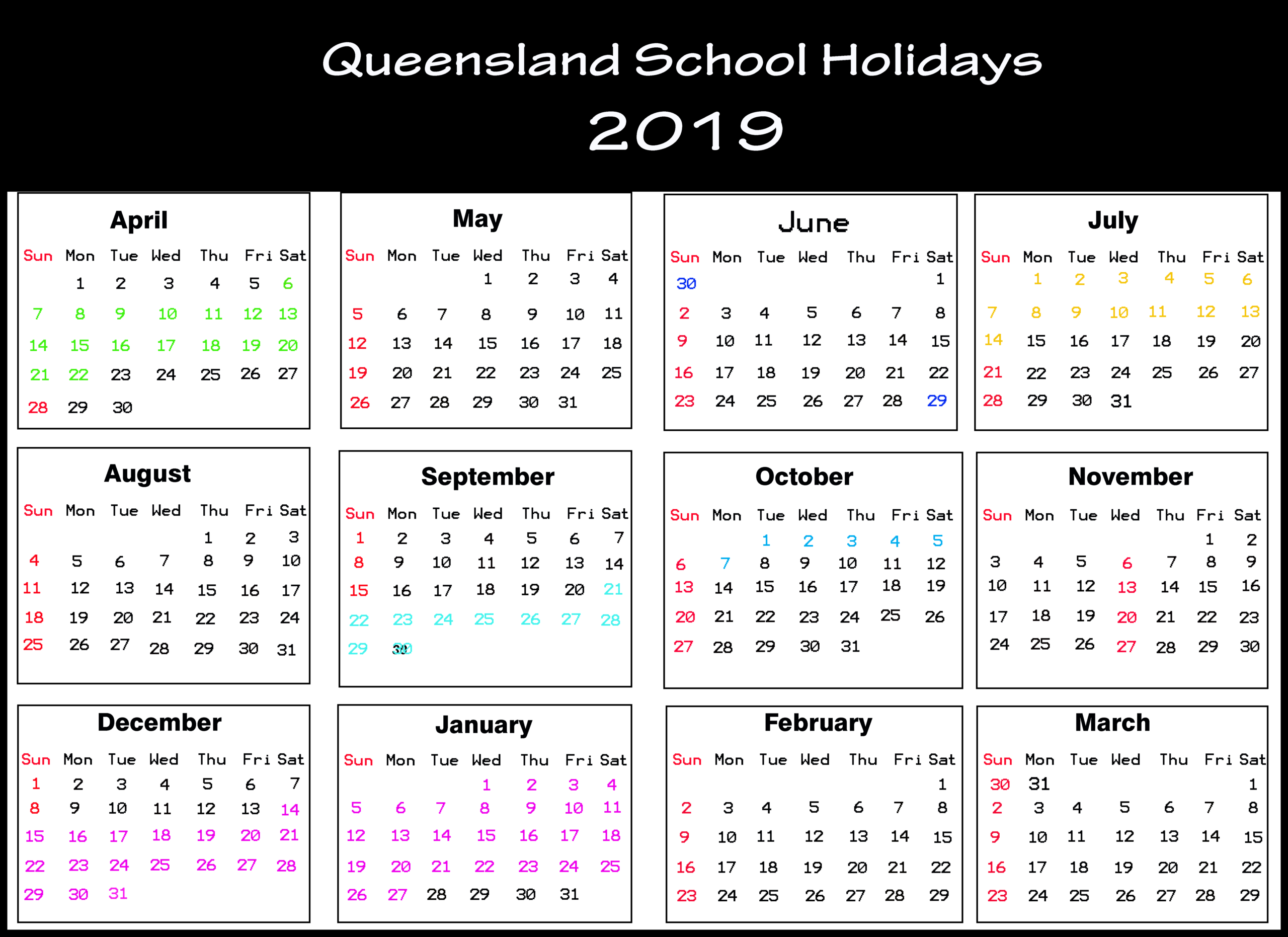 Qld School Holidays Calendar 2019 [Holiday Dates 2019]