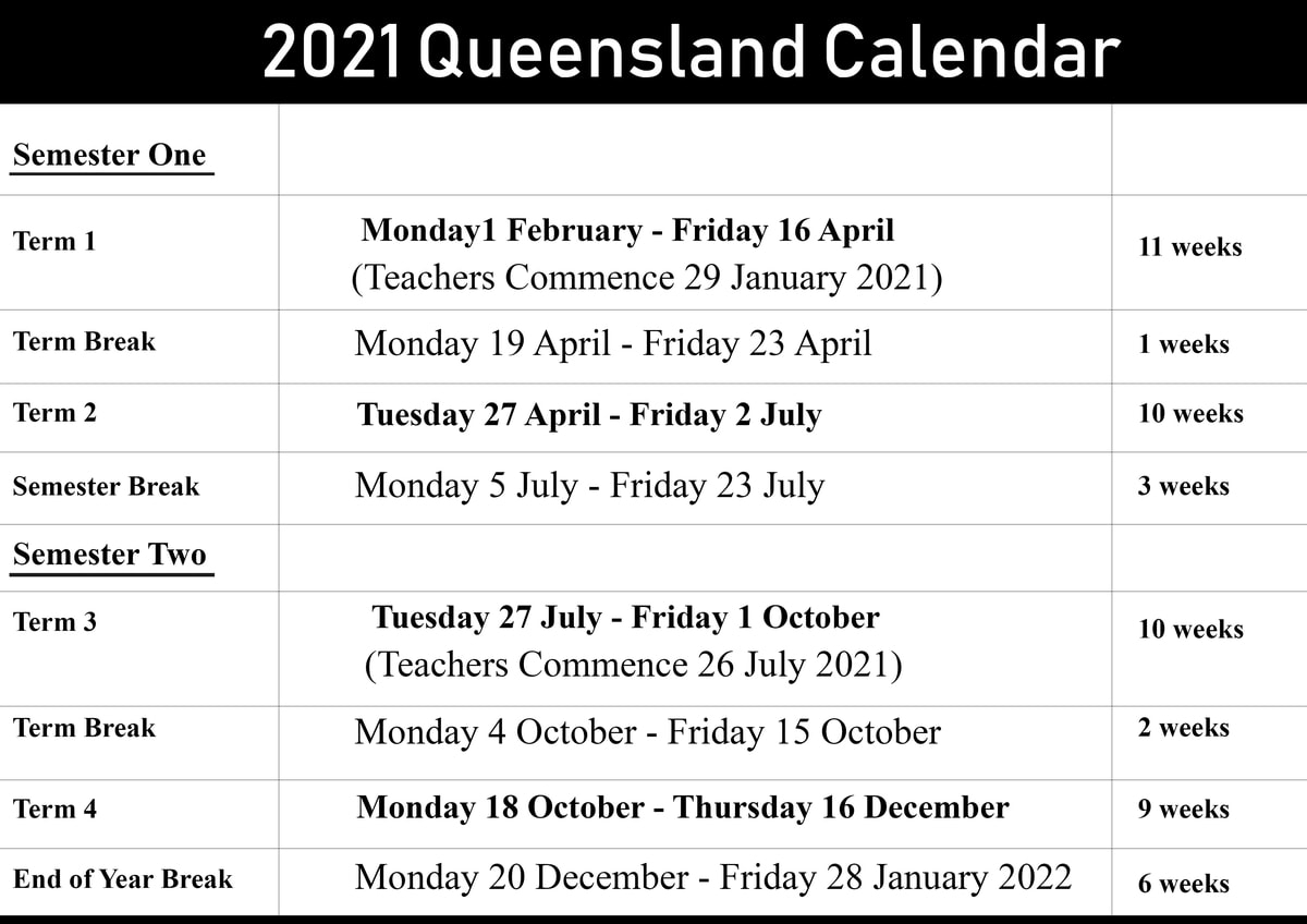 Qld School Holidays 2021 Calendar | Calendar Printables Free Blank