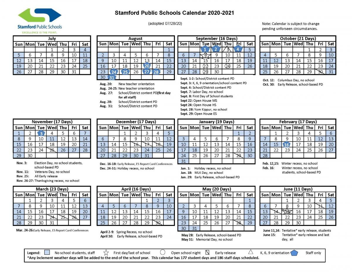 Stamford School Calendar 24-25