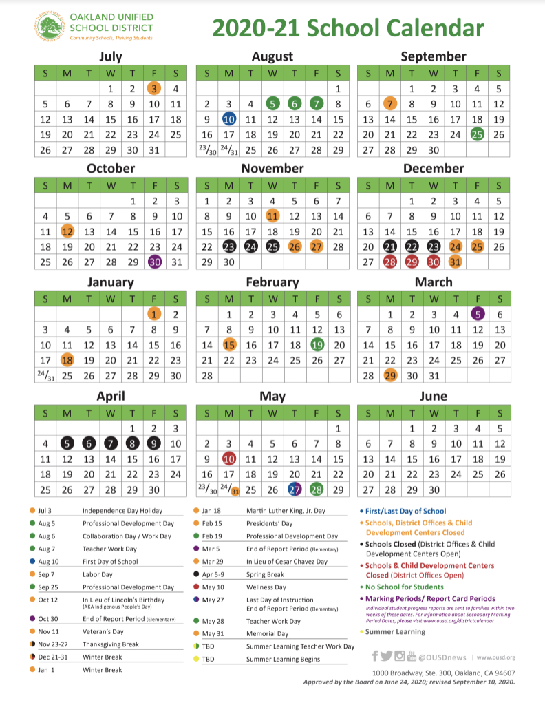 School Year Calendar / 2020-21 School Year Calendar