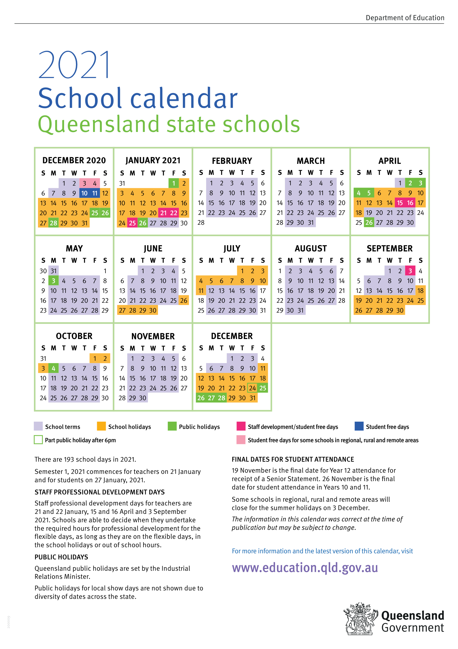 Qld 2021 Calendar Education Qld Calendar Printables Free Blank