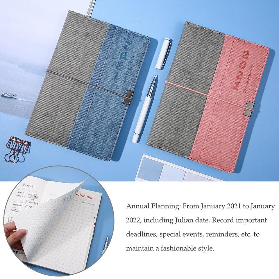 Us $6.36 60% Off|2021 English Calendar Notebook Pu Soft Compact Pocket Book  Time Organizer Personal Monthly Planner School Office Supplies|Notebooks|