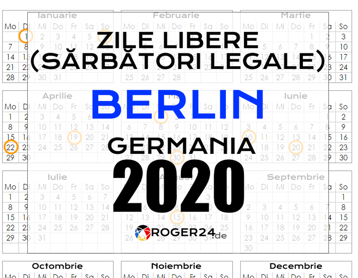 Zile Libere (Sărbători Legale) În Berlin, Gemania, 2020
