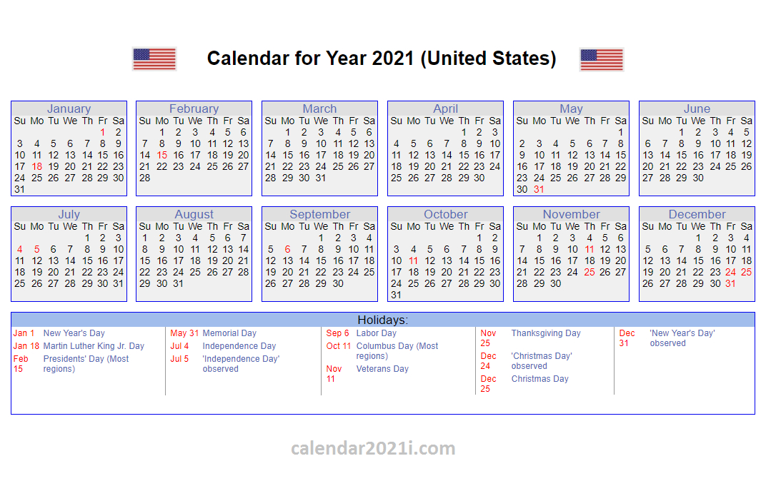 20+ Federal Holidays 2021 - Free Download Printable