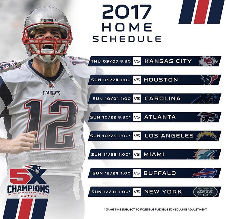 2017 New England Patriots Home Schedule