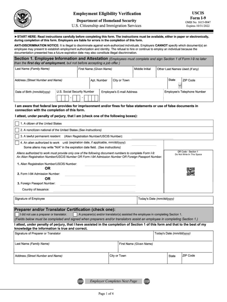 2019 Form Uscis I-9 Fill Online, Printable, Fillable