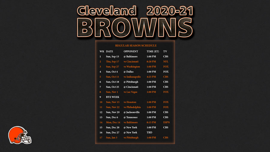 2020-2021 Cleveland Browns Wallpaper Schedule