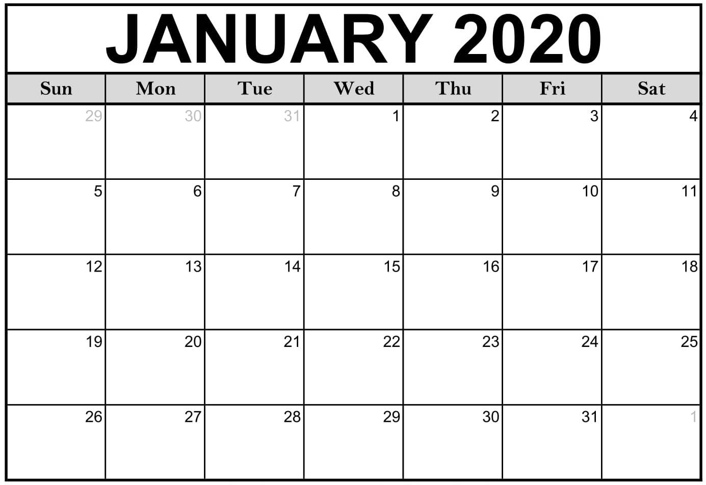 2020 Calendar Fillable | Free Printable Calendar