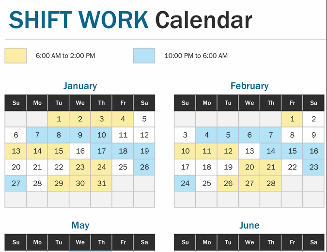 How To Edit Shift Work Calendar On Excel