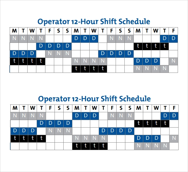 2021 12 Hour Rotating Shift Calendar / Schedule Template