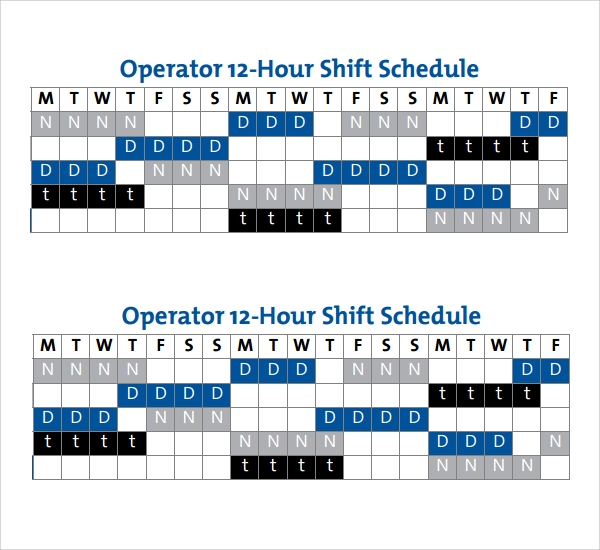 2021 12 Hour Rotating Shift Calendar Schedule Template 