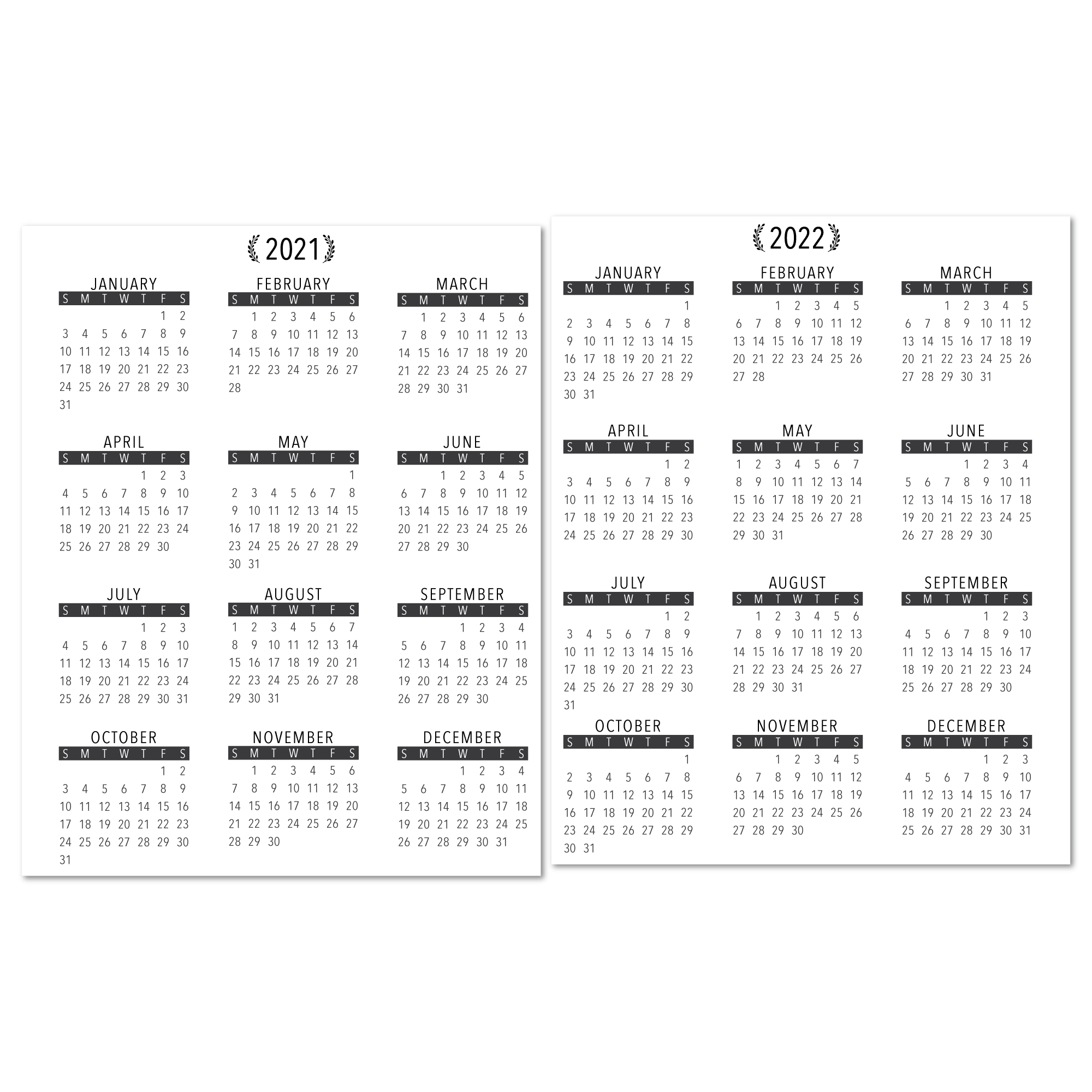 2021-2022 Year At A Glance Calendar With Lamination