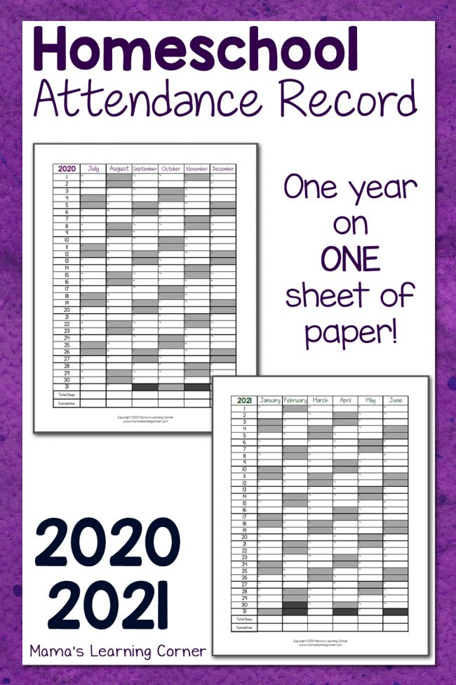 2021 Attendance Calendar Printable Free
