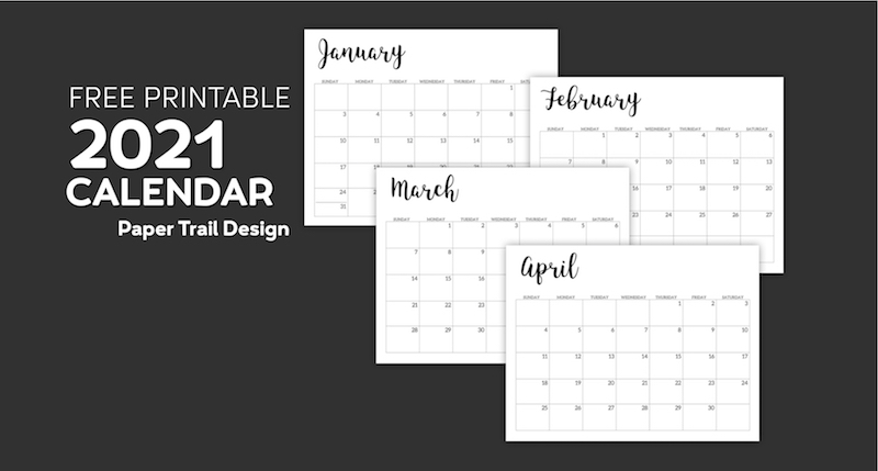 2021 Calendar Printable Free Template | Paper Trail Design