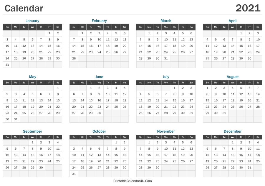 2021 Calendar Printable