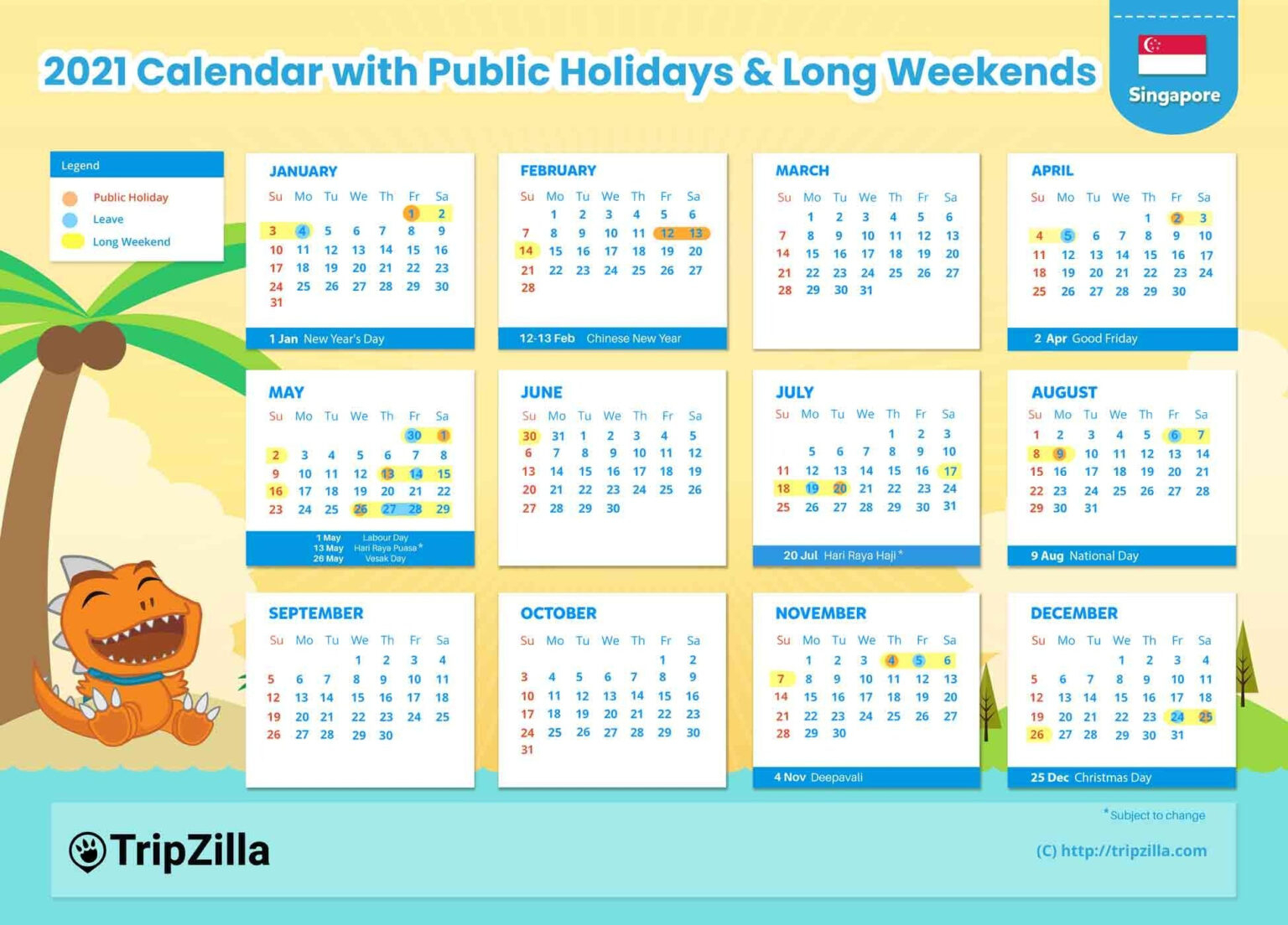 2021 Employee Attendance Calendar