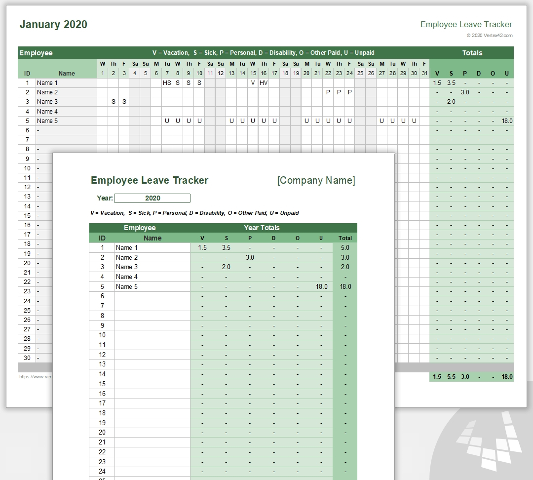 2021 Employee Vacation Planner | Calendar Template Printable