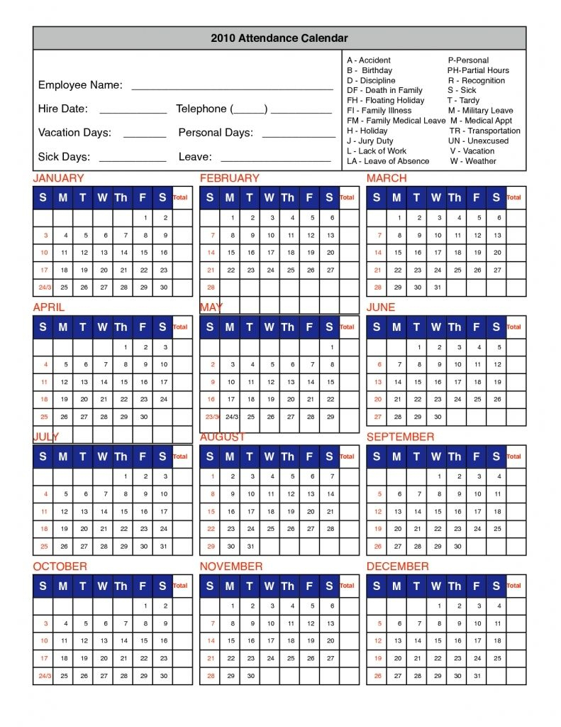 2021 Printable Attendance Calendar | Calendar Printables