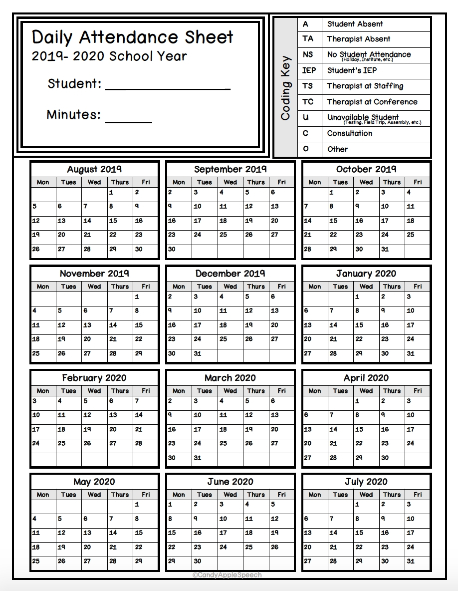 2021 Printable Attendance Tracker | Calendar Template