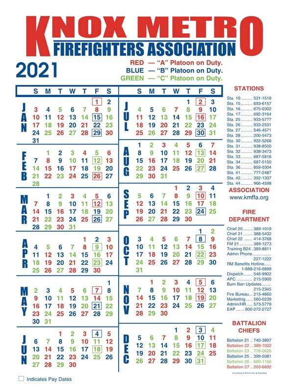 2021 Shift Calendar