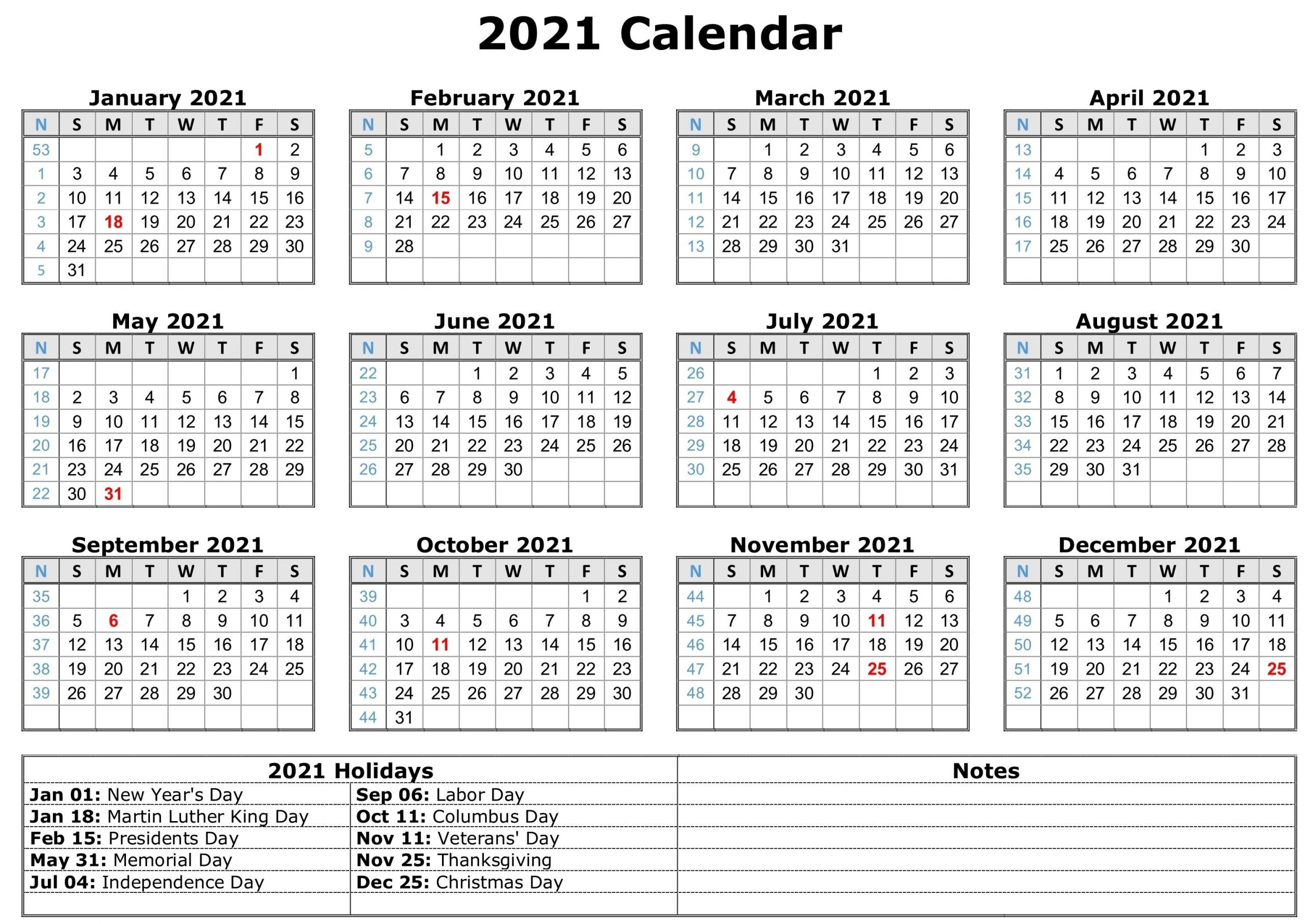 2021 Us Holidays Printable List | Calendar Template Printable