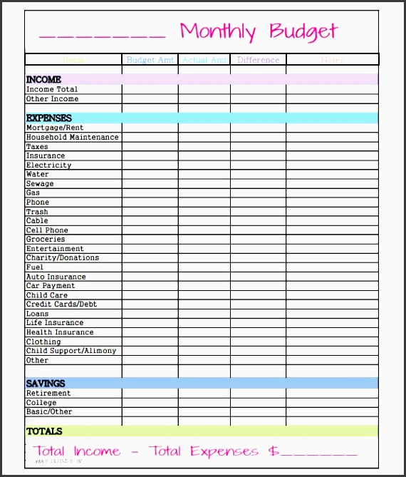 6 Editable Family Budget Planner Template
