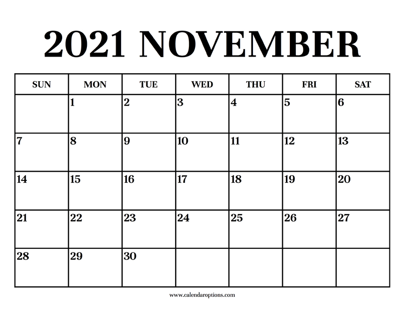 Calendar 2021 November - Calendar Options