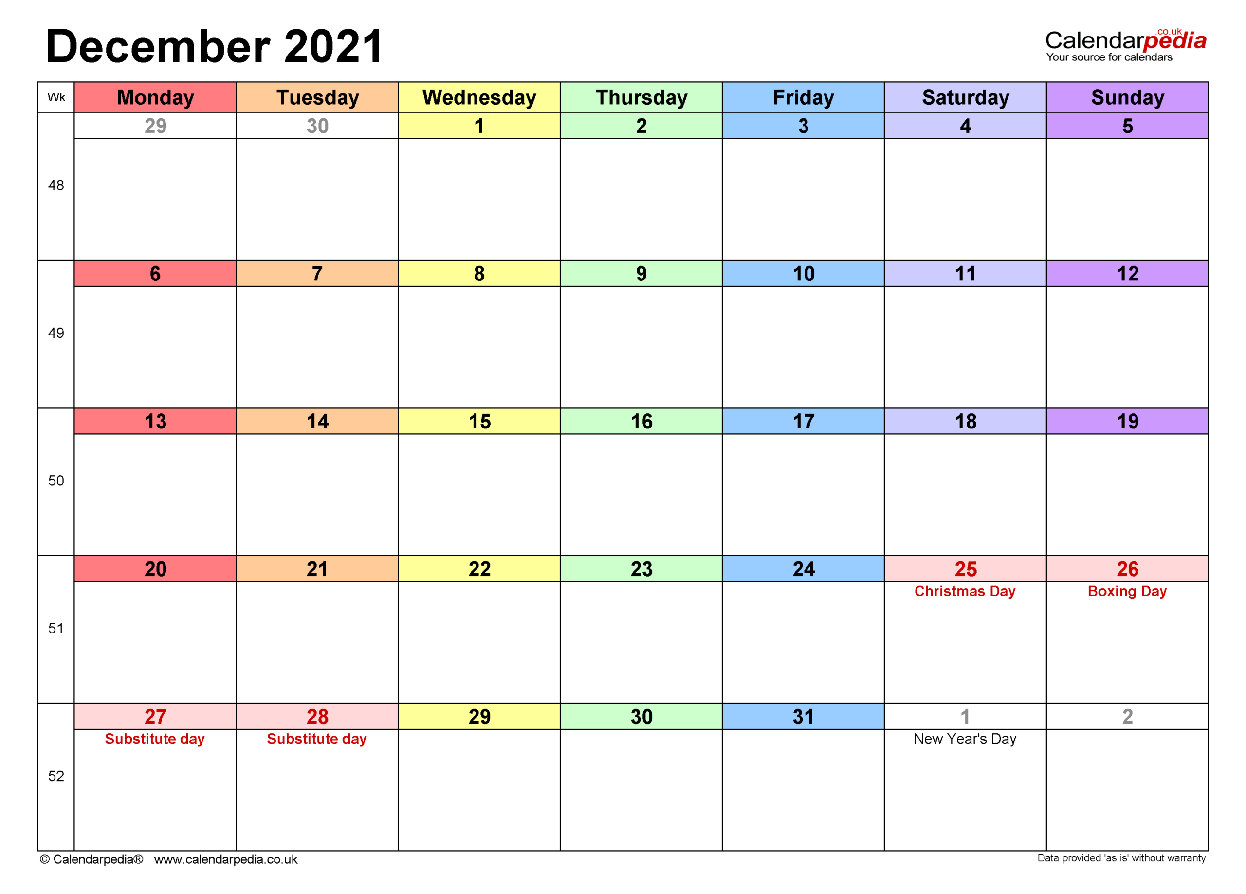 Calendar December 2021 Uk With Excel, Word And Pdf Templates