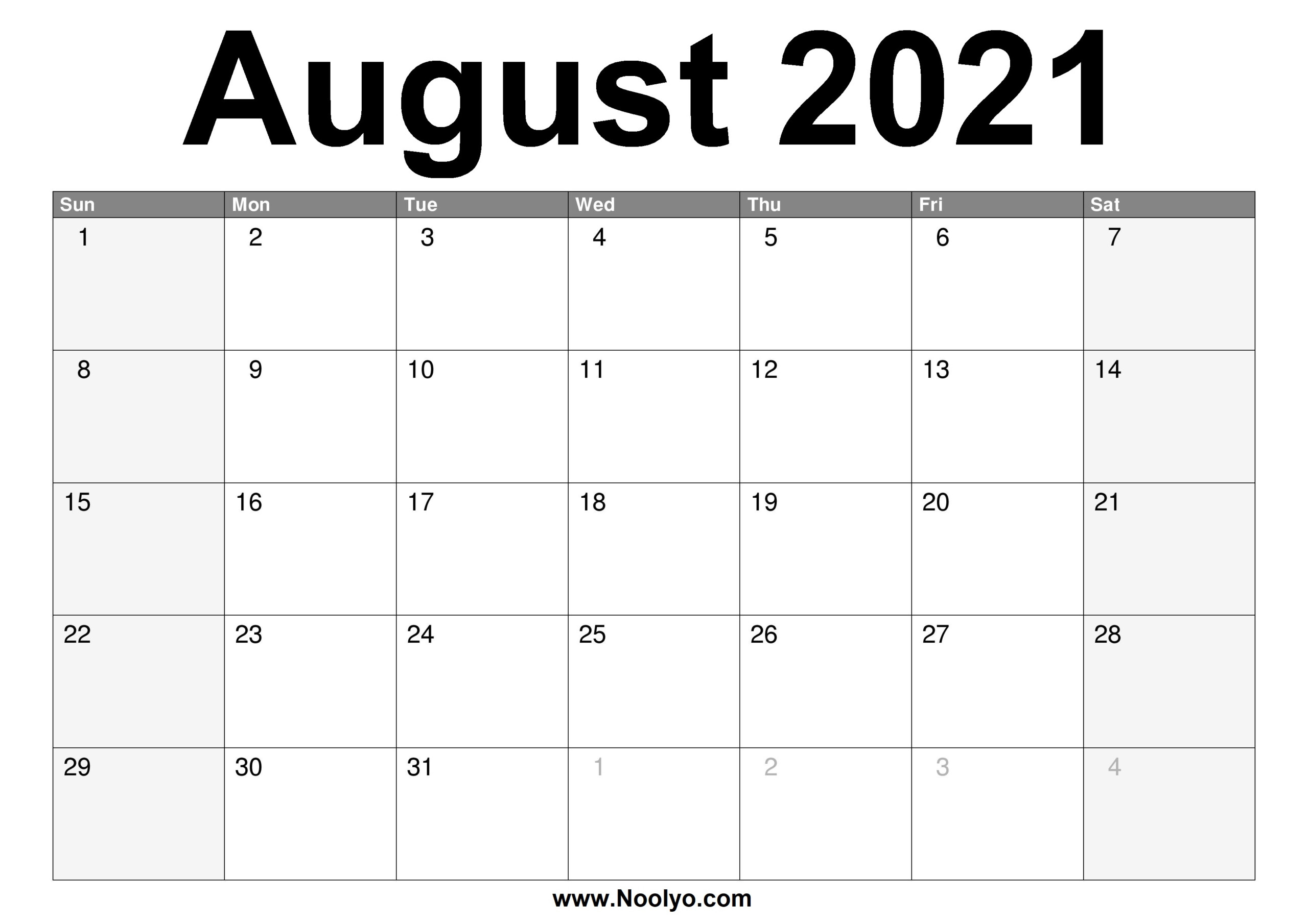 Calendar Of August 2021 | Printable Calendars 2021