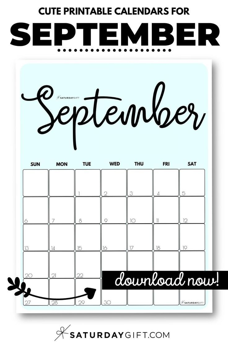 Cute (&amp; Free!) Printable September 2020 Calendar