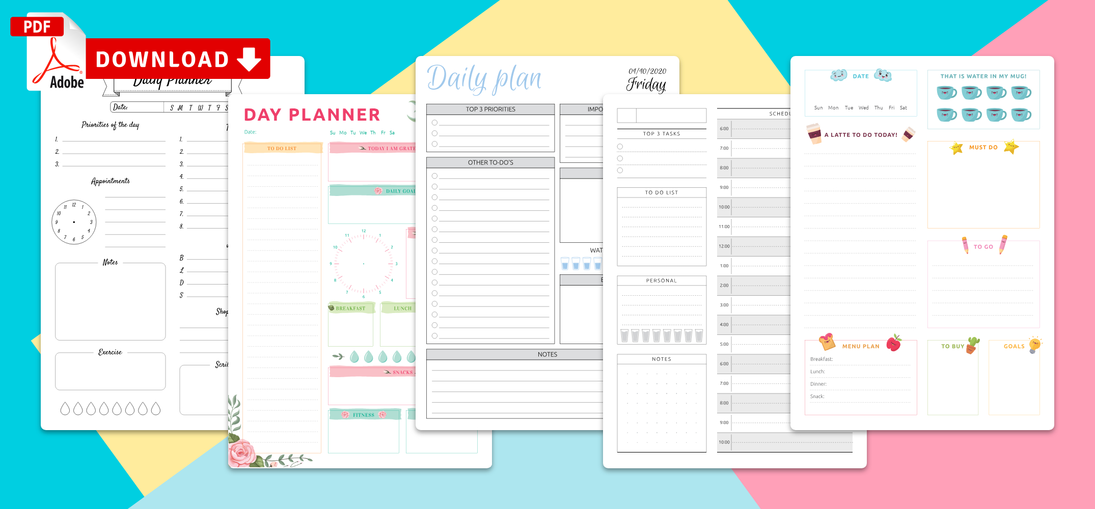 Daily Planner Templates Printable - Download Pdf