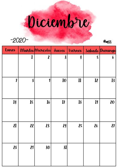 Diciembre 2020 | Plantilla De Calendario Para Imprimir