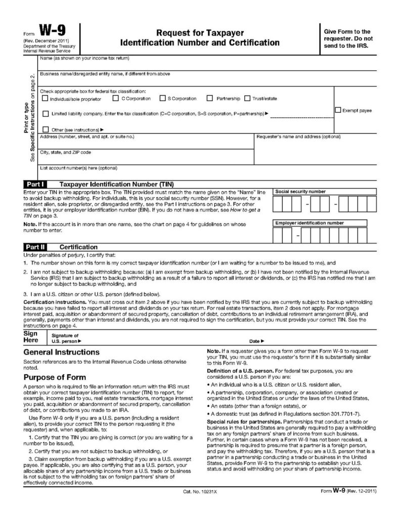 Form W-9 - Wikipedia | I9 Form 2021 Printable