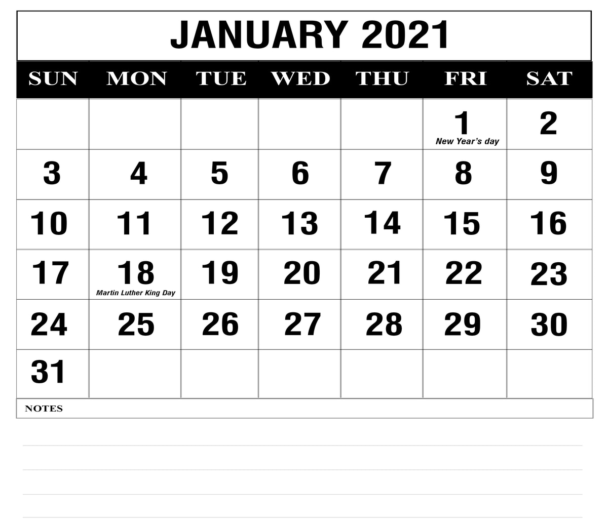 Free 2021 Calendar Monthly With Lines Printable Pdf | Ten