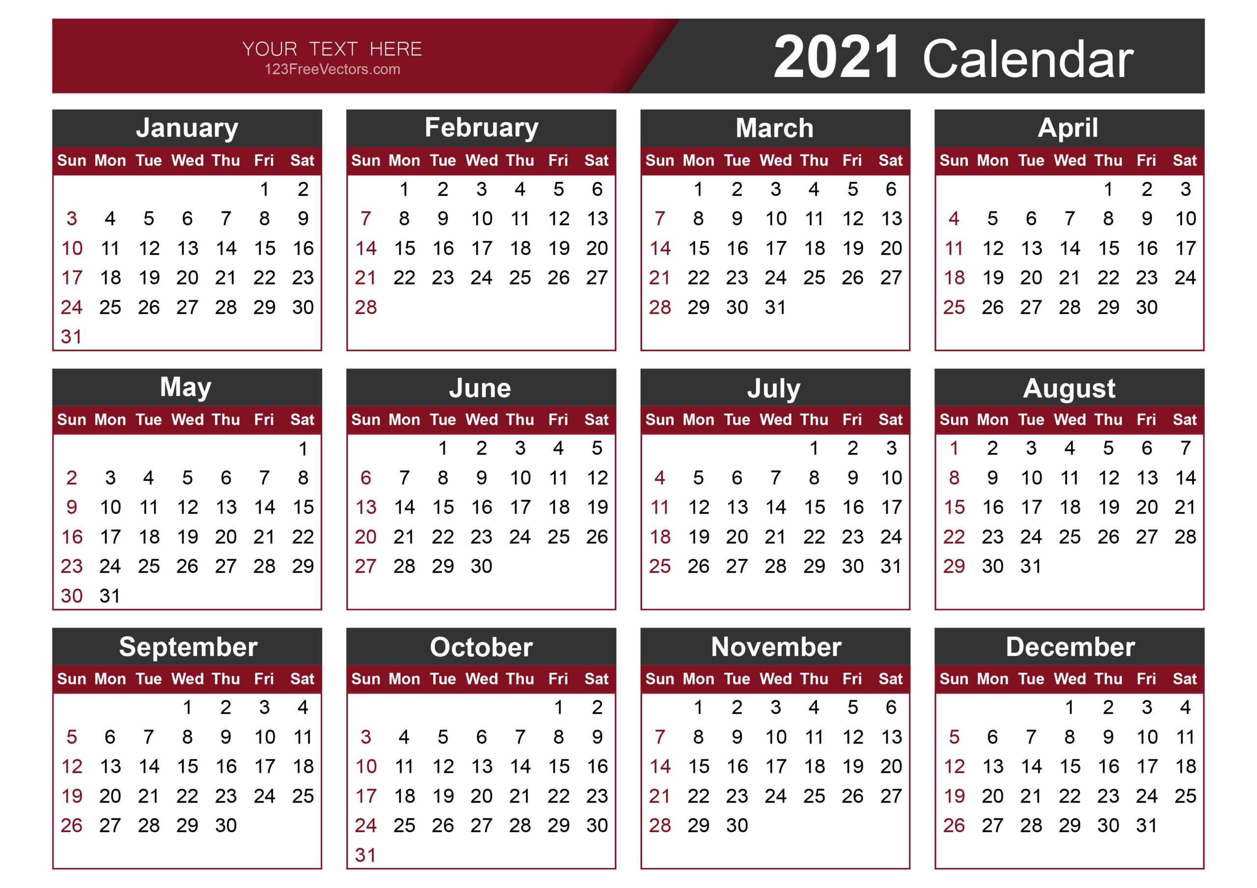 Free Calendar Template 2021