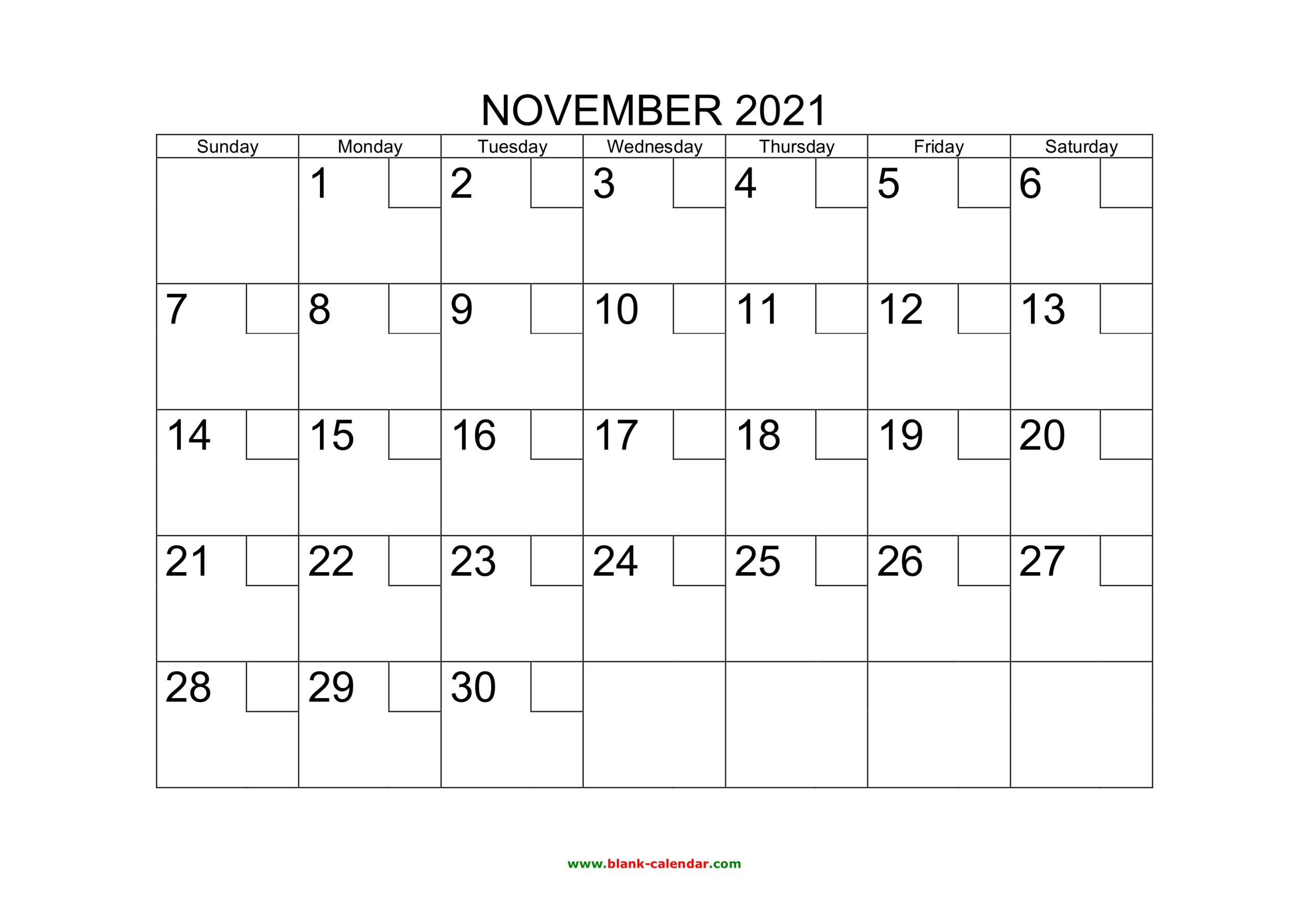 Free Download Printable November 2021 Calendar With Check