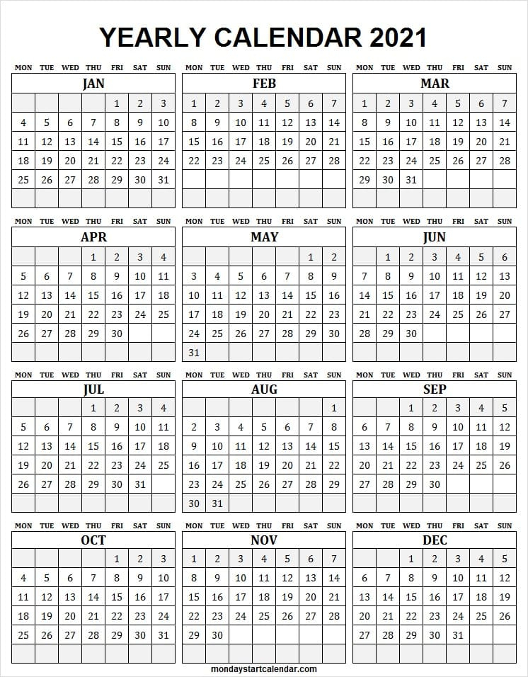 Free Downloadable 2021 Word Calendar / 2021 Printable