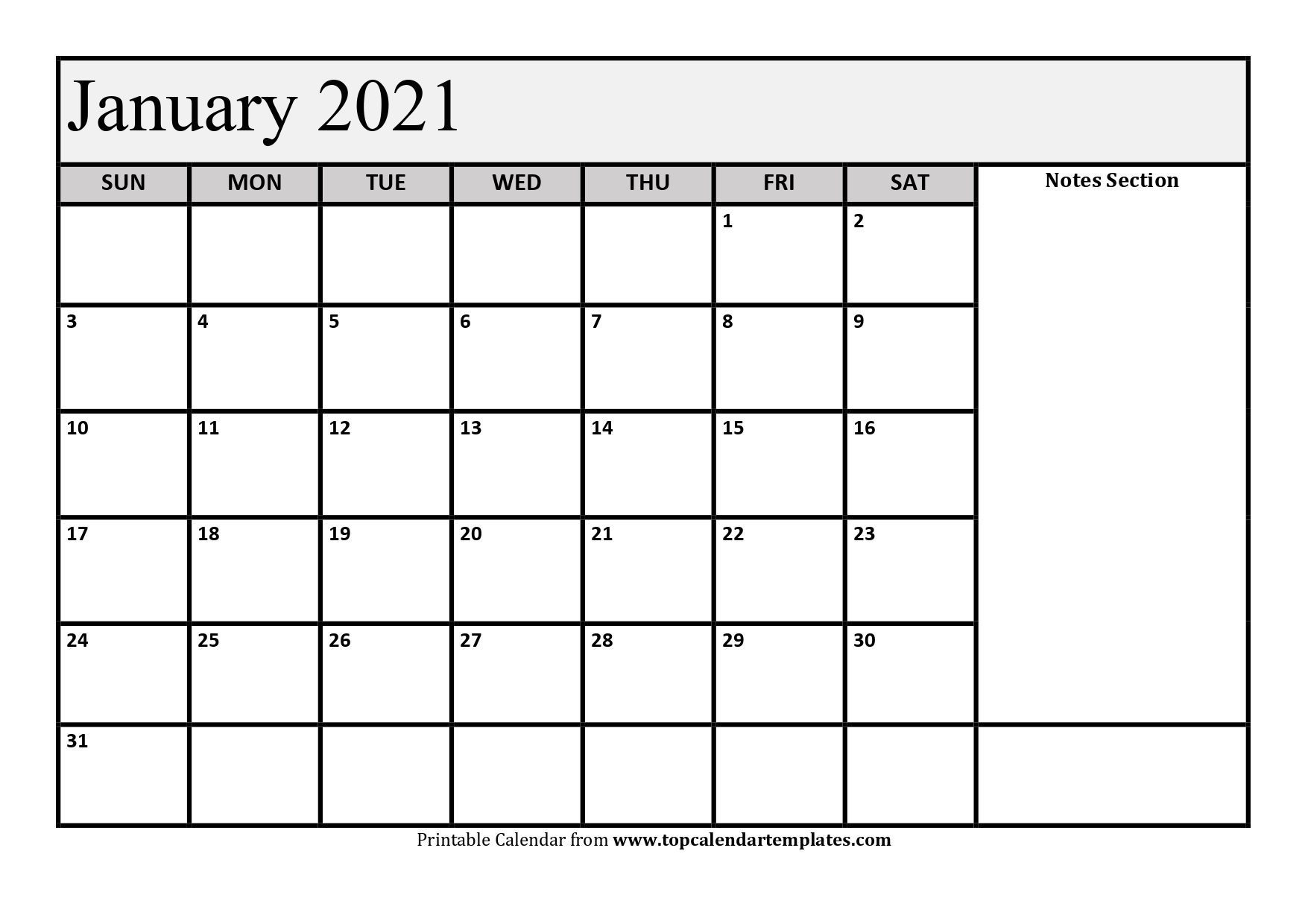 Free 2021 Calendar Monthly Printable