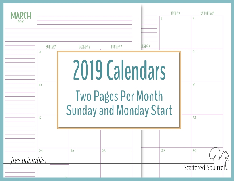 Free Printable Calendar With Extra Large Blocks Graphics