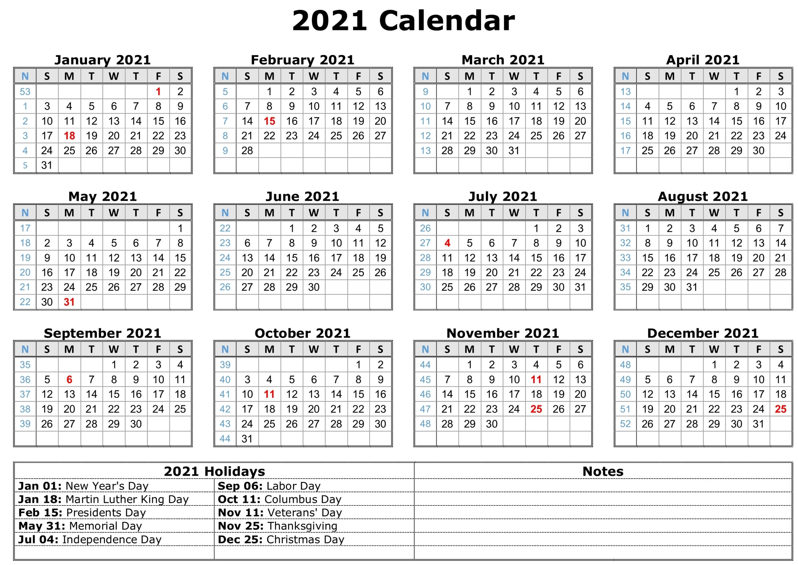 Free Printable Calendar Year 2021 | Month Calendar Printable